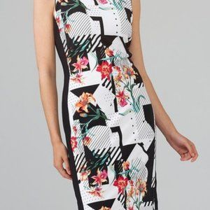 NEW!!! JOSEPH RIBKOFF VANILLA/MULTI FLORAL GEOMETRIC PRINT DRESS